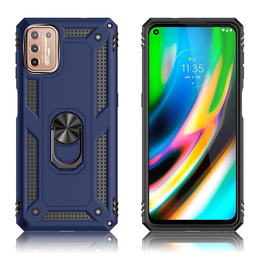 Protectores para celular  para Motorola  MOTO G9 Plus Funda reforzada con anillo v2 Azul
